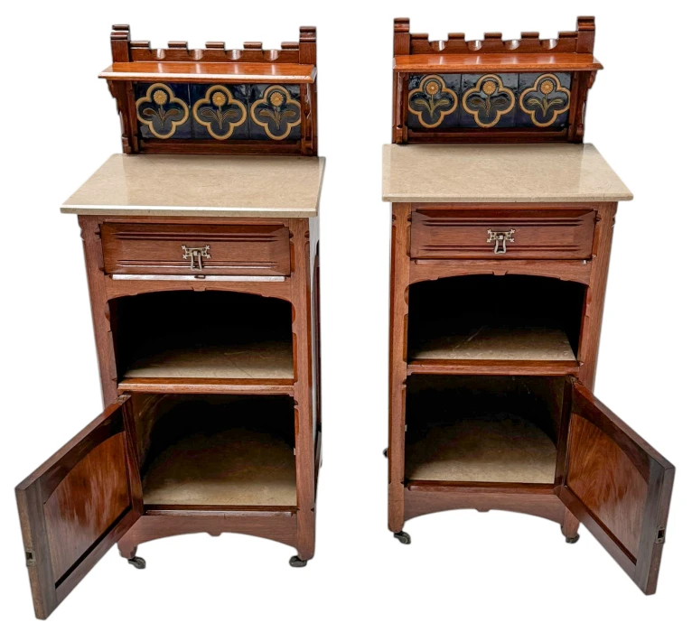 Two Arts & Crafts Nightstands by Gustave Serrurier-Bovy, 1900s